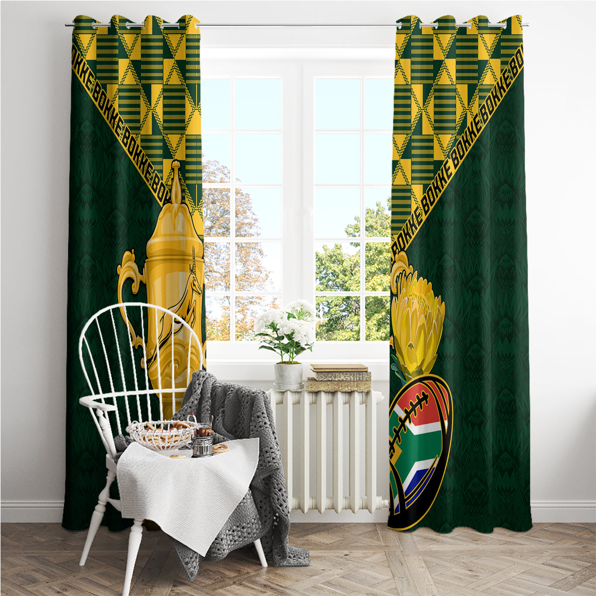 Custom South Africa Rugby Window Curtain Go Bokke Champion 2023 World Cup - Wonder Print Shop