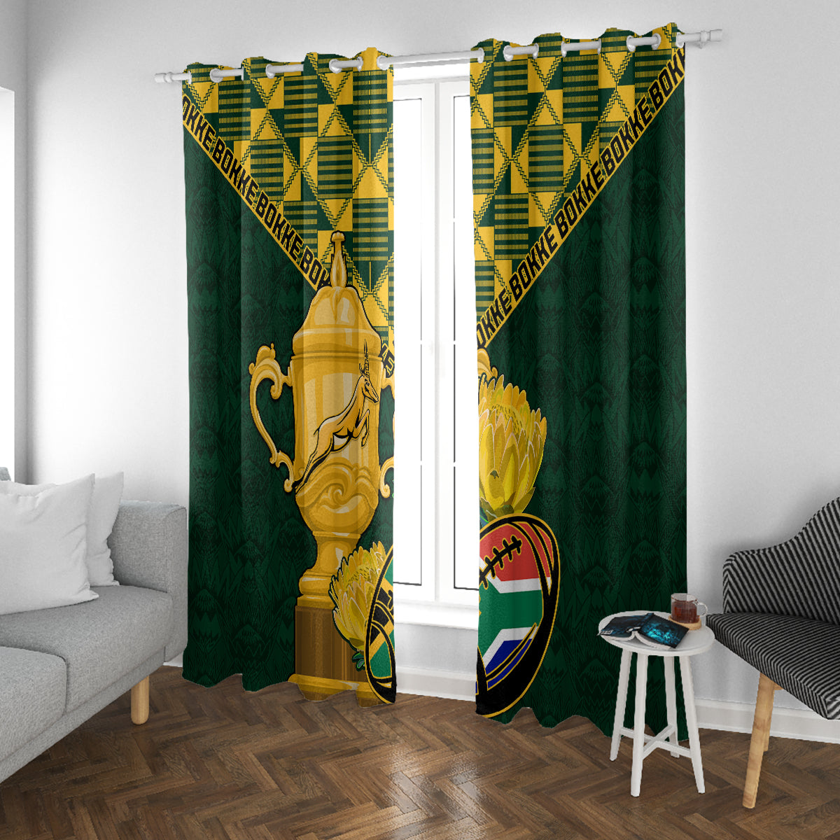 Custom South Africa Rugby Window Curtain Go Bokke Champion 2023 World Cup - Wonder Print Shop