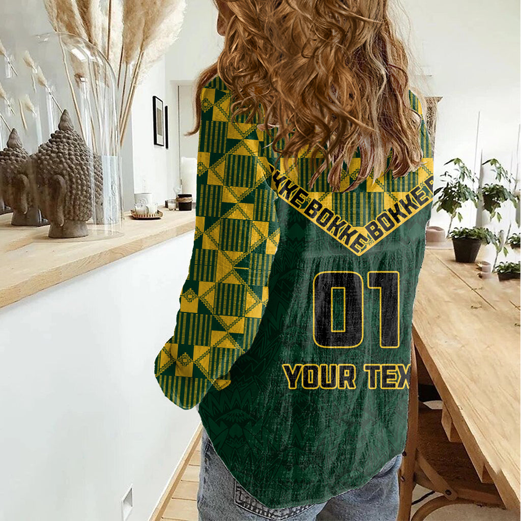 Custom South Africa Rugby Women Casual Shirt Go Bokke Champion 2023 World Cup - Wonder Print Shop