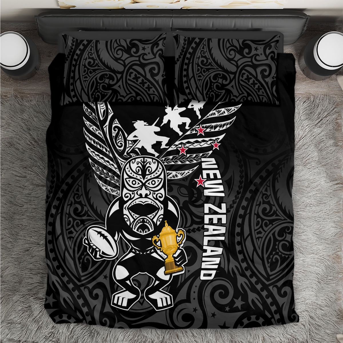 Custom New Zealand Silver Fern Rugby Bedding Set Aotearoa Champion 2023 World Cup - Wonder Print Shop
