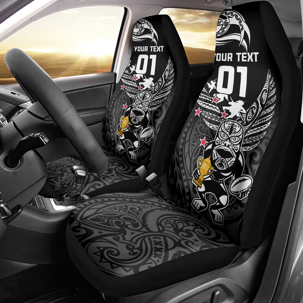 Custom New Zealand Silver Fern Rugby Car Seat Cover Aotearoa Champion 2023 World Cup - Wonder Print Shop