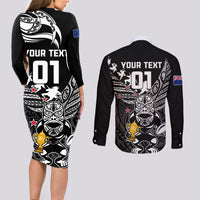 Custom New Zealand Silver Fern Rugby Couples Matching Long Sleeve Bodycon Dress and Long Sleeve Button Shirt Aotearoa Champion 2023 World Cup - Wonder Print Shop