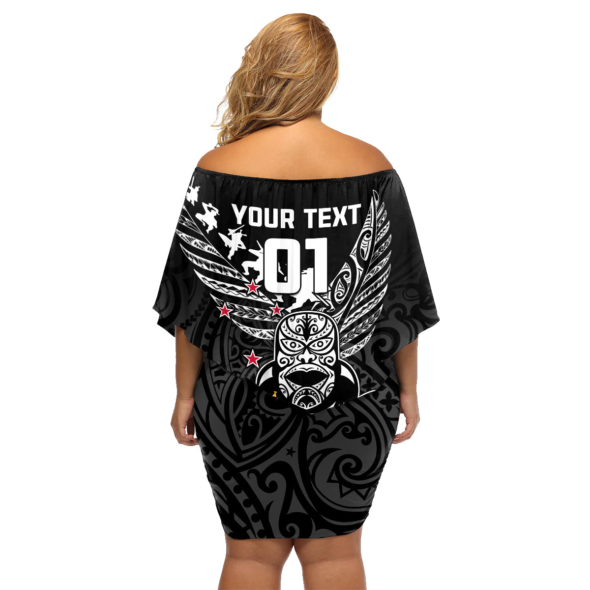 Custom New Zealand Silver Fern Rugby Family Matching Off Shoulder Short Dress and Hawaiian Shirt Aotearoa Champion 2023 World Cup - Wonder Print Shop