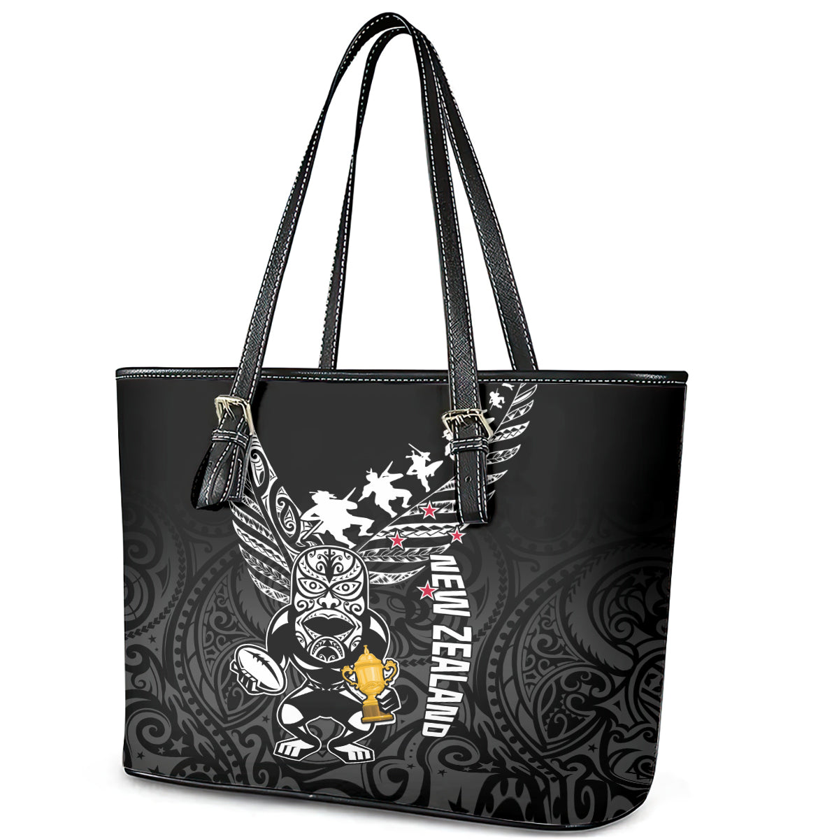 Custom New Zealand Silver Fern Rugby Leather Tote Bag Aotearoa Champion 2023 World Cup - Wonder Print Shop