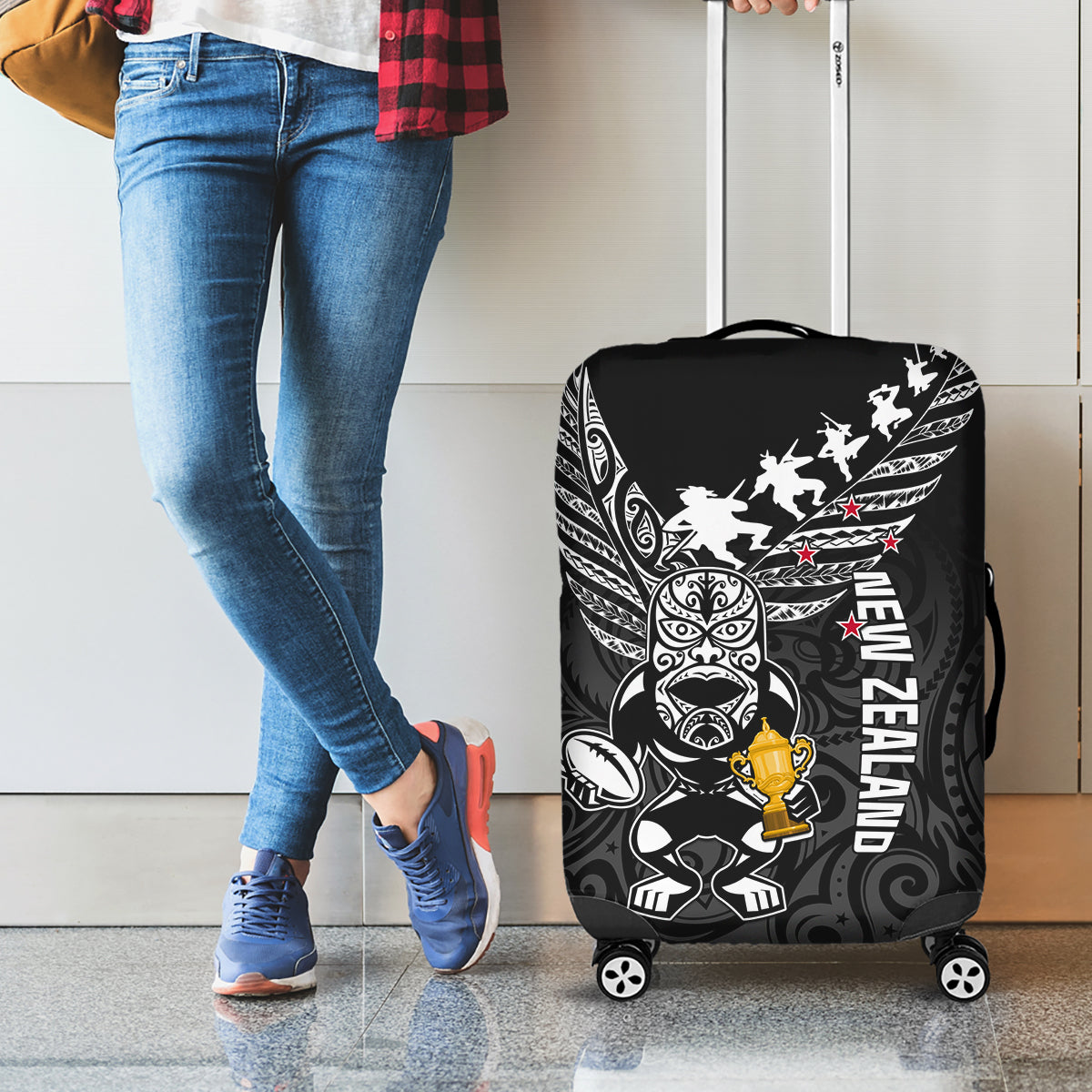 Custom New Zealand Silver Fern Rugby Luggage Cover Aotearoa Champion 2023 World Cup - Wonder Print Shop