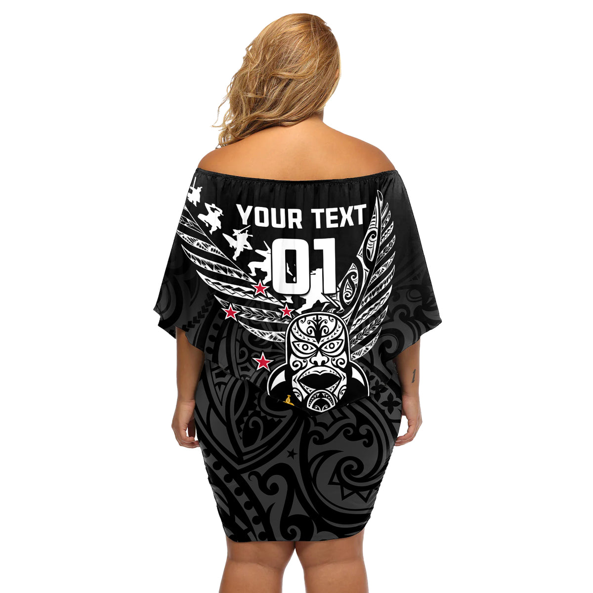 Custom New Zealand Silver Fern Rugby Off Shoulder Short Dress Aotearoa Champion 2023 World Cup - Wonder Print Shop