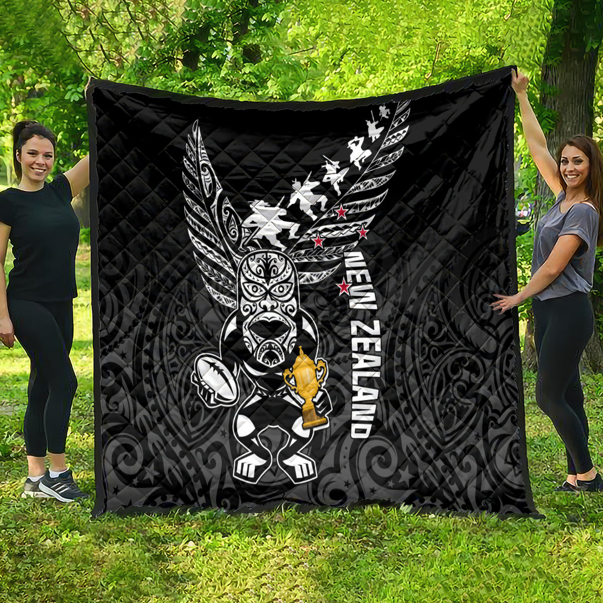Custom New Zealand Silver Fern Rugby Quilt Aotearoa Champion 2023 World Cup - Wonder Print Shop