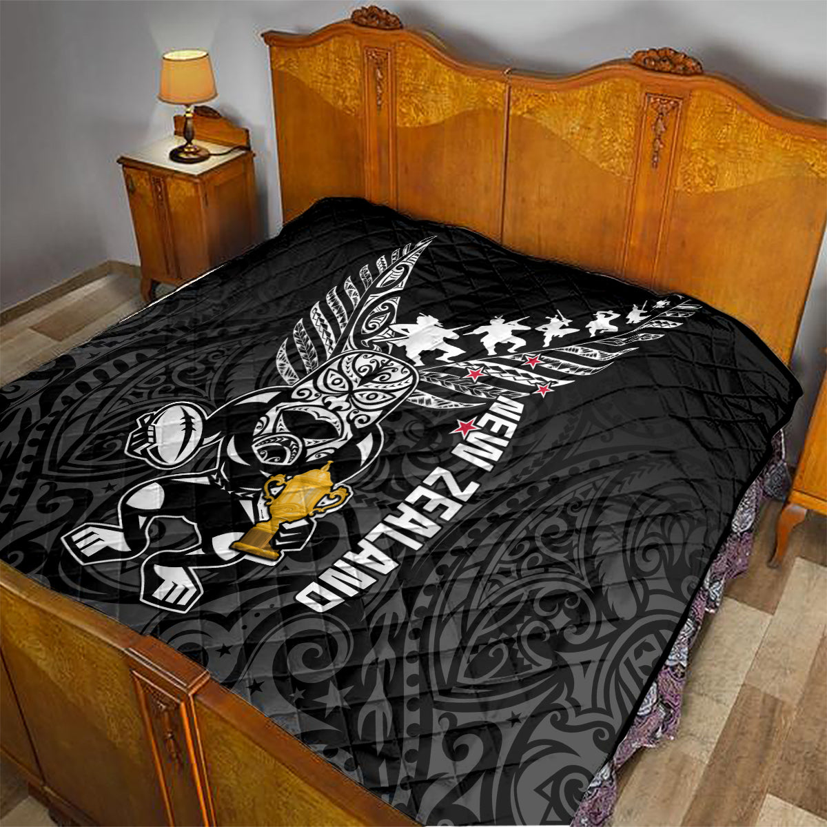 Custom New Zealand Silver Fern Rugby Quilt Aotearoa Champion 2023 World Cup - Wonder Print Shop