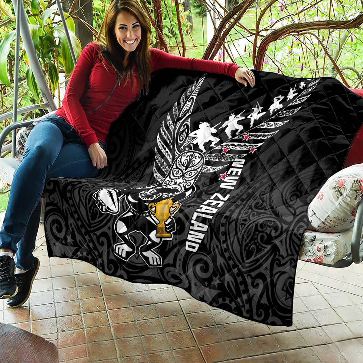Custom New Zealand Silver Fern Rugby Quilt Aotearoa Champion 2023 World Cup - Wonder Print Shop