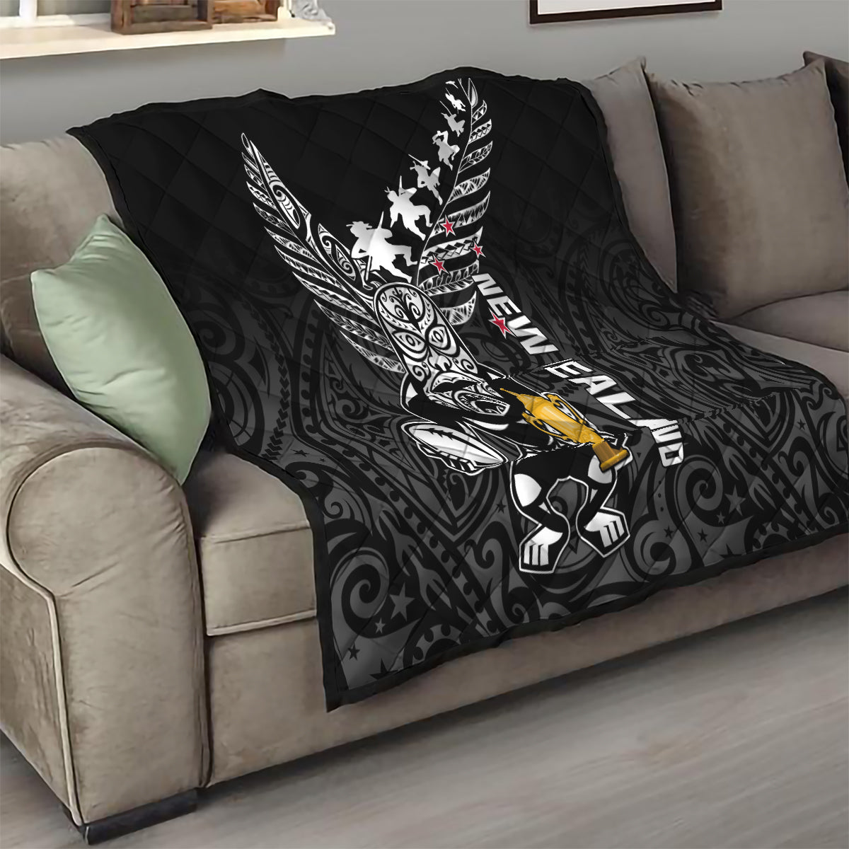 Custom New Zealand Silver Fern Rugby Quilt Aotearoa Champion 2023 World Cup - Wonder Print Shop