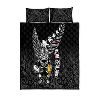 Custom New Zealand Silver Fern Rugby Quilt Bed Set Aotearoa Champion 2023 World Cup - Wonder Print Shop