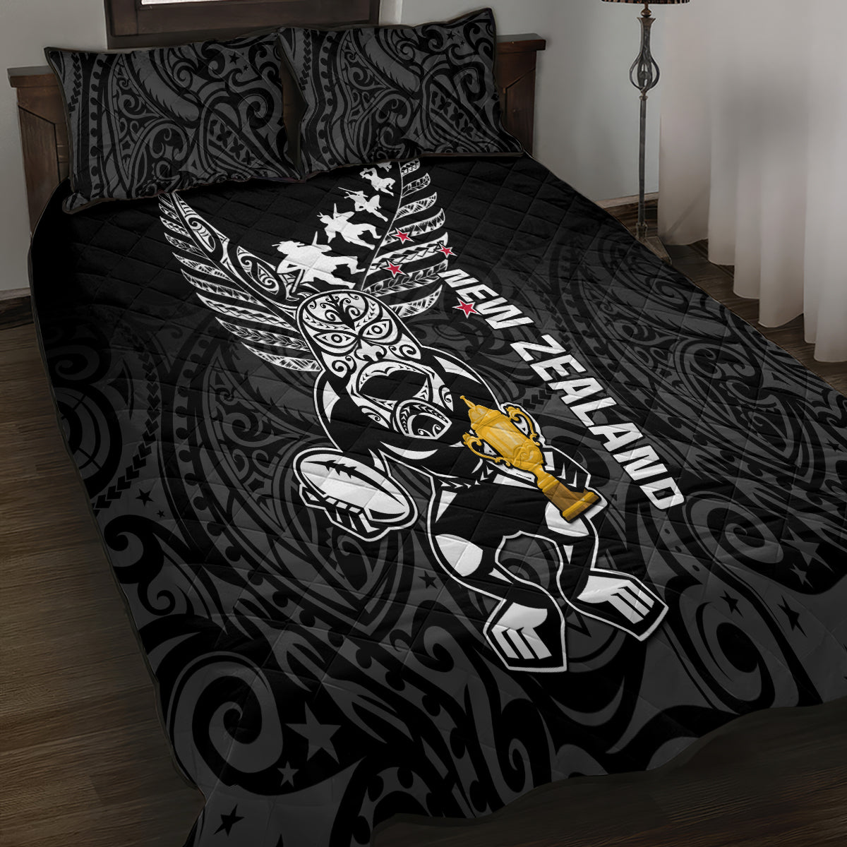 Custom New Zealand Silver Fern Rugby Quilt Bed Set Aotearoa Champion 2023 World Cup - Wonder Print Shop
