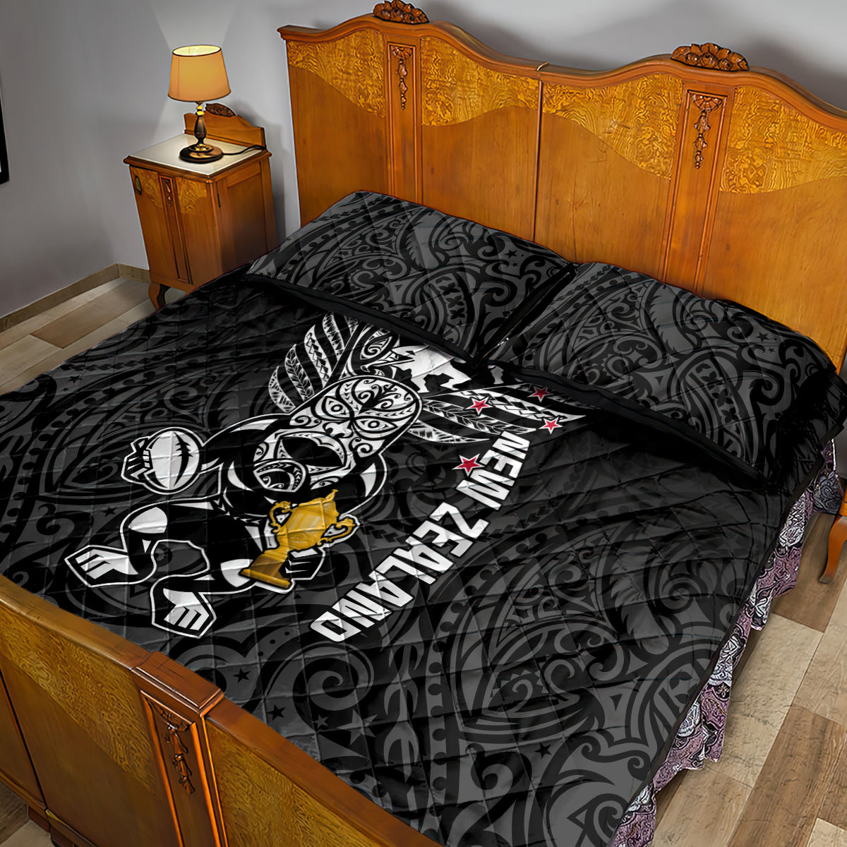 Custom New Zealand Silver Fern Rugby Quilt Bed Set Aotearoa Champion 2023 World Cup - Wonder Print Shop