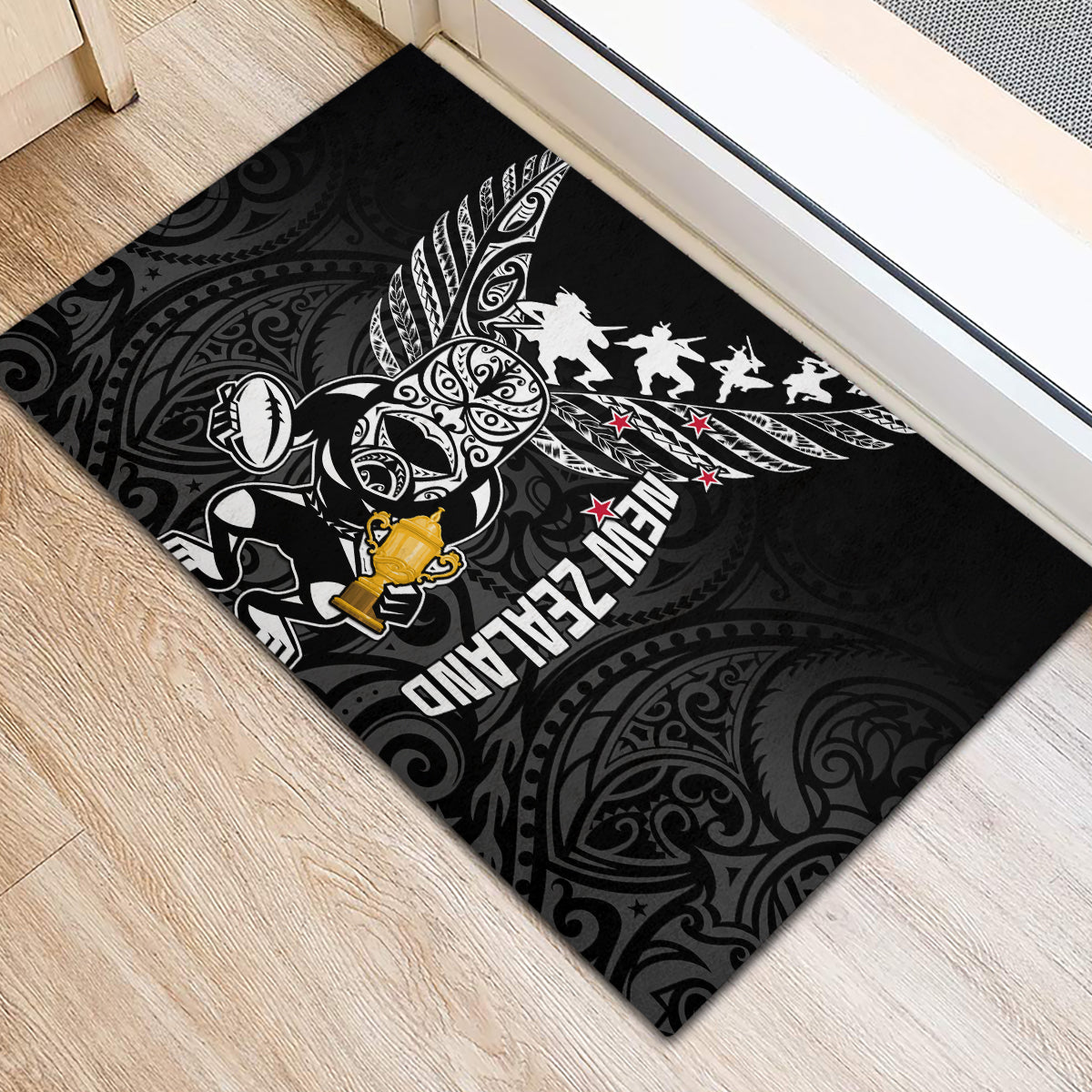Custom New Zealand Silver Fern Rugby Rubber Doormat Aotearoa Champion 2023 World Cup - Wonder Print Shop