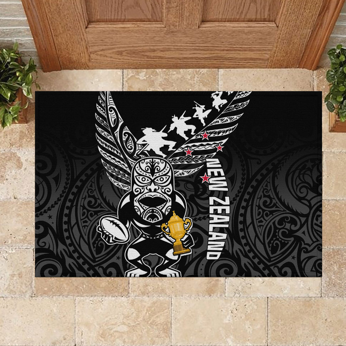 Custom New Zealand Silver Fern Rugby Rubber Doormat Aotearoa Champion 2023 World Cup - Wonder Print Shop