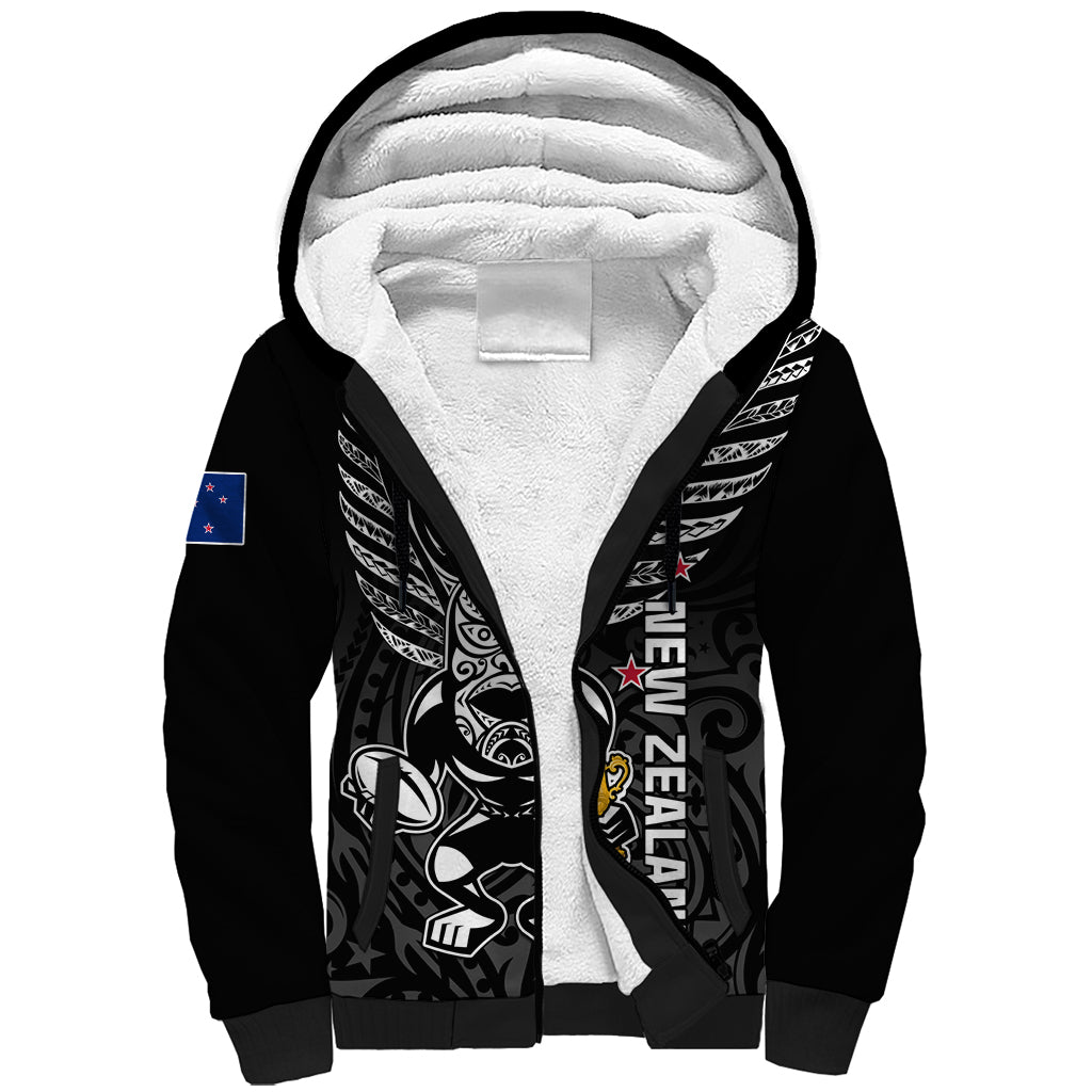 Custom New Zealand Silver Fern Rugby Sherpa Hoodie Aotearoa Champion 2023 World Cup - Wonder Print Shop