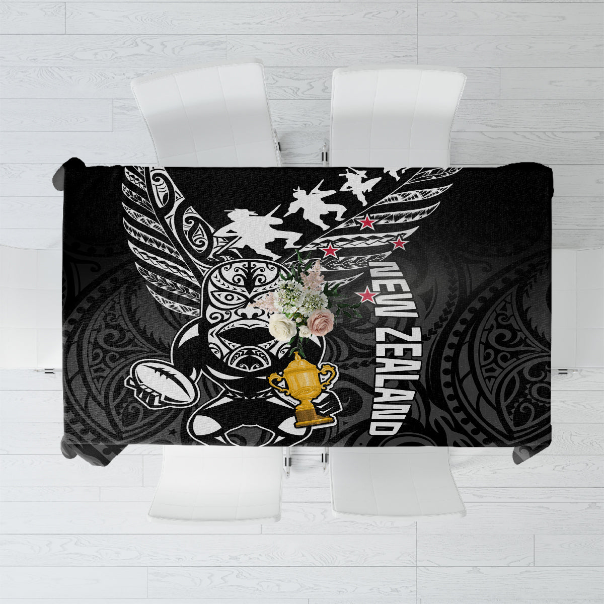Custom New Zealand Silver Fern Rugby Tablecloth Aotearoa Champion 2023 World Cup - Wonder Print Shop