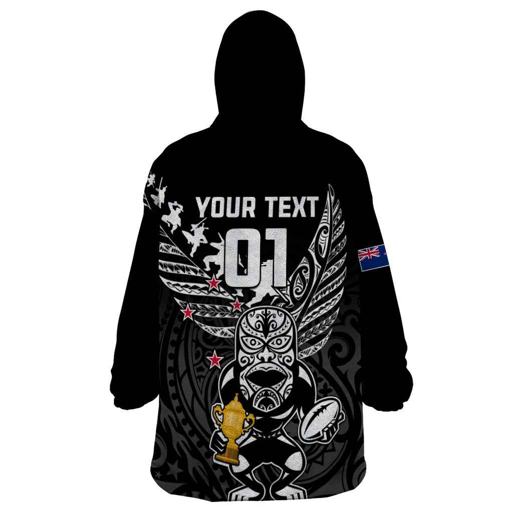 Custom New Zealand Silver Fern Rugby Wearable Blanket Hoodie Aotearoa Champion 2023 World Cup - Wonder Print Shop