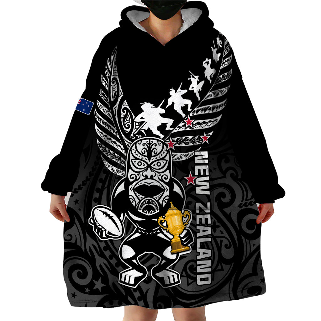 Custom New Zealand Silver Fern Rugby Wearable Blanket Hoodie Aotearoa Champion 2023 World Cup - Wonder Print Shop