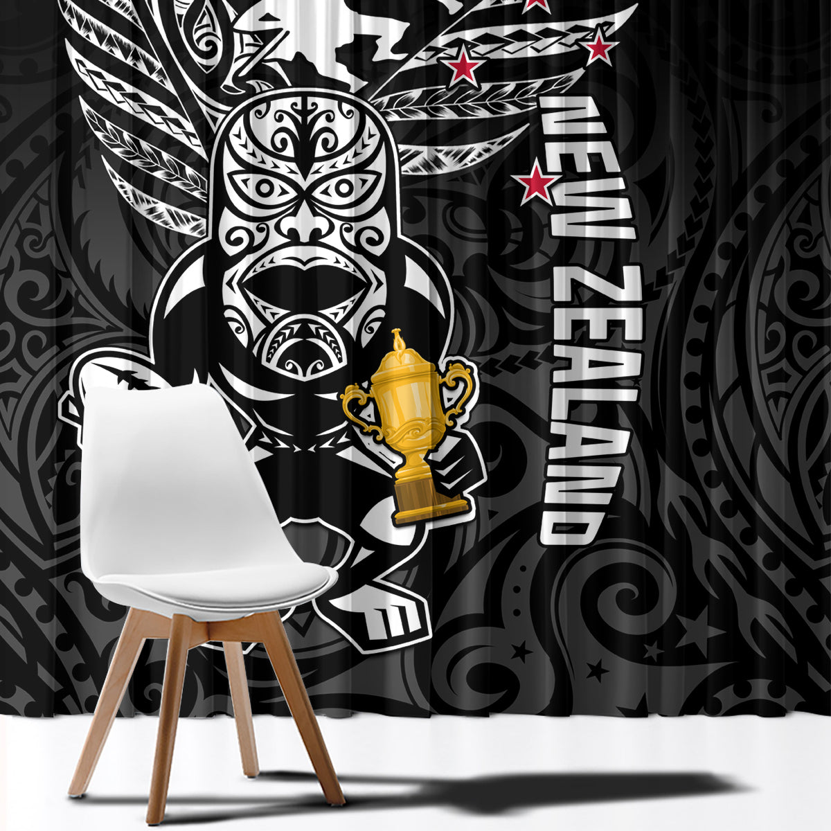 Custom New Zealand Silver Fern Rugby Window Curtain Aotearoa Champion 2023 World Cup - Wonder Print Shop