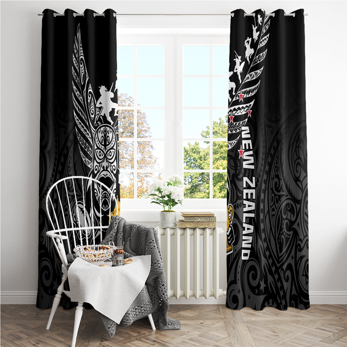 Custom New Zealand Silver Fern Rugby Window Curtain Aotearoa Champion 2023 World Cup - Wonder Print Shop