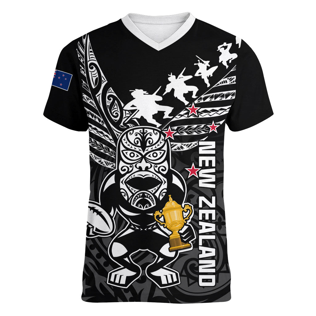 Custom New Zealand Silver Fern Rugby Women V Neck T Shirt Aotearoa Champion 2023 World Cup - Wonder Print Shop