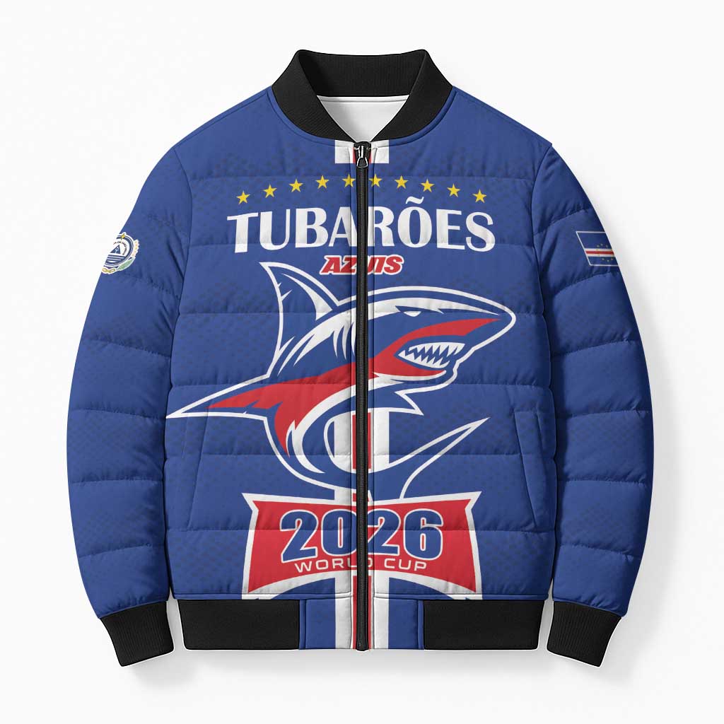 Custom Cape Verde 2026 Football Bomber Puffer Jacket Blue Sharks WC Debut - Wonder Print Shop
