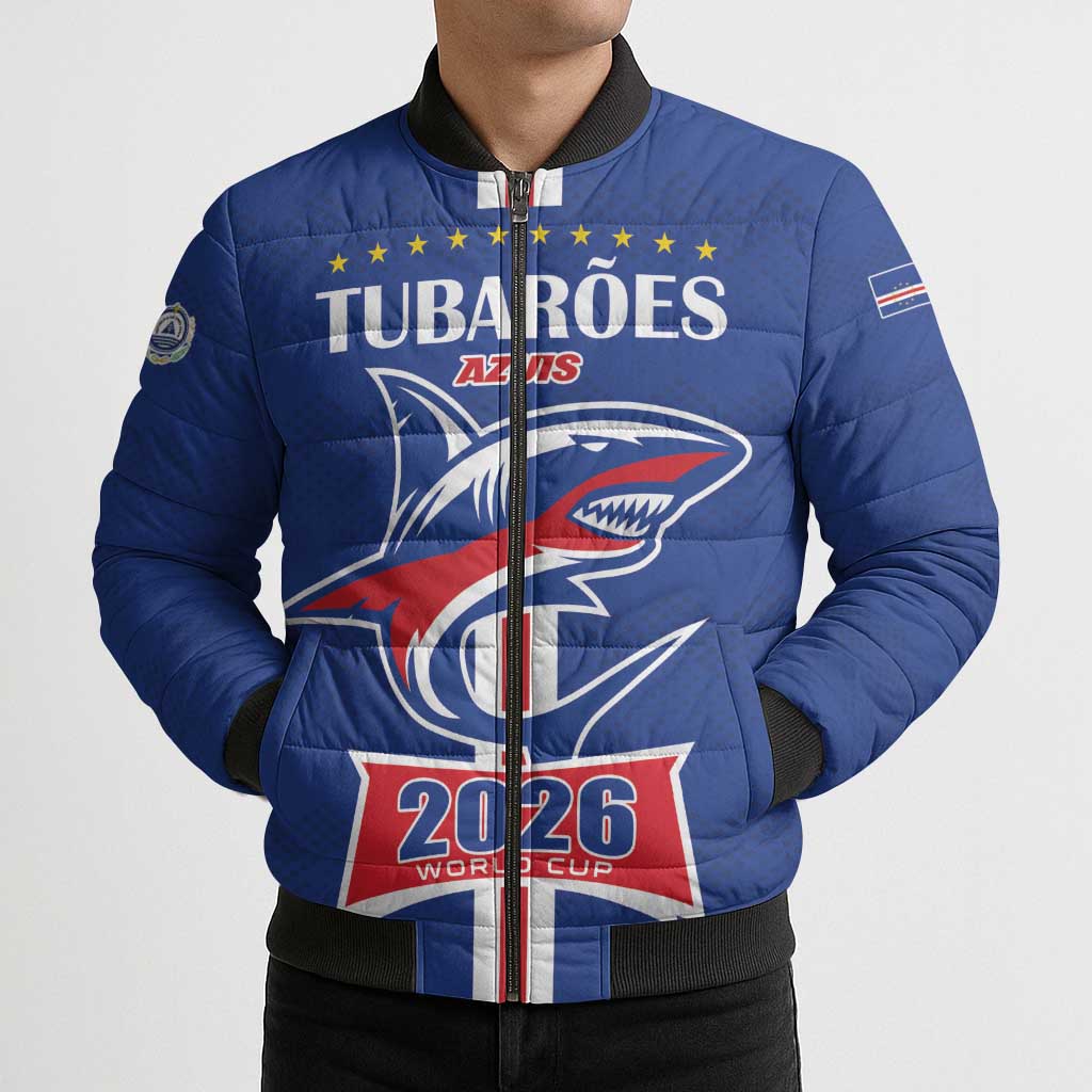 Custom Cape Verde 2026 Football Bomber Puffer Jacket Blue Sharks WC Debut - Wonder Print Shop