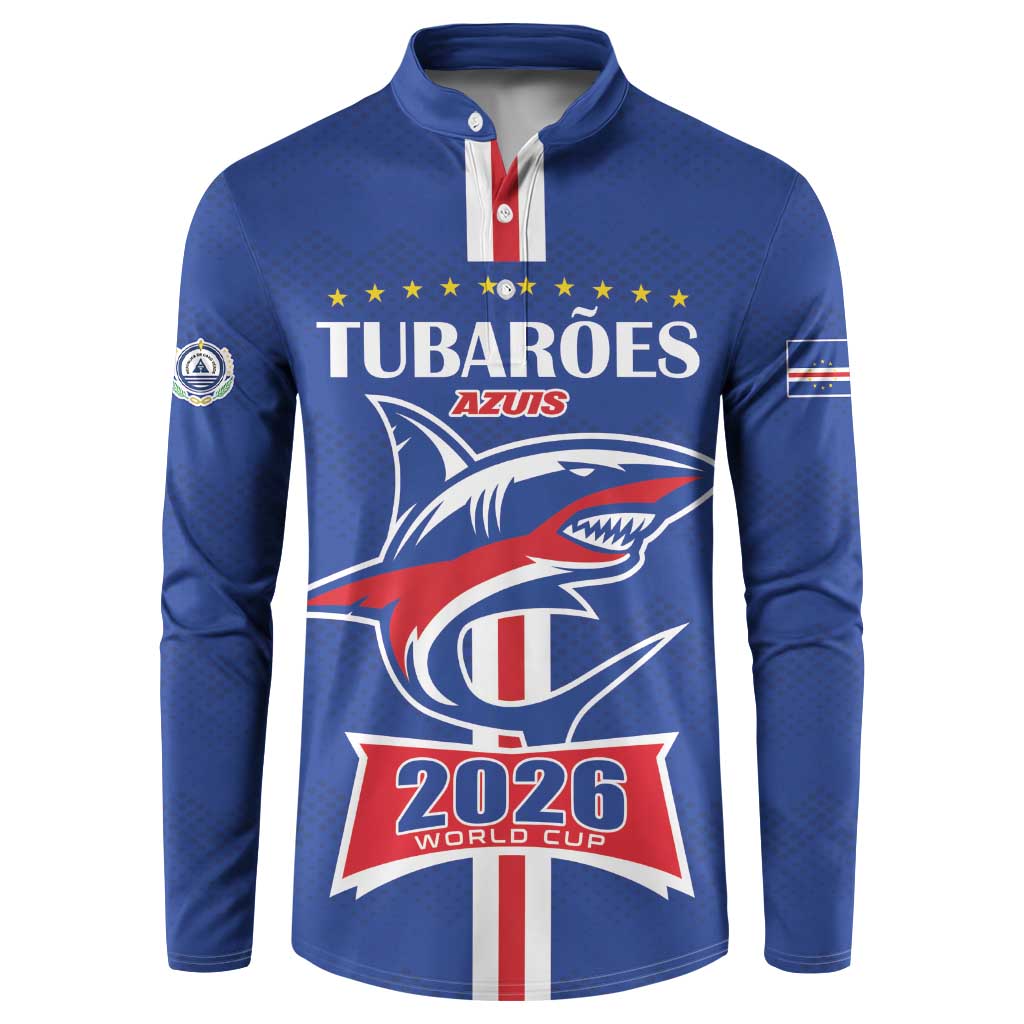 Custom Cape Verde 2026 Football Button Sweatshirt Blue Sharks WC Debut - Wonder Print Shop