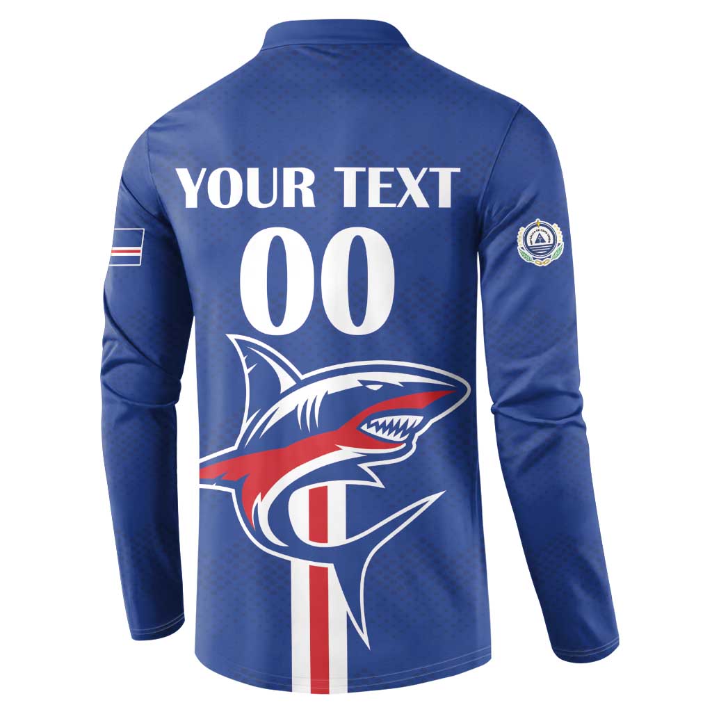 Custom Cape Verde 2026 Football Button Sweatshirt Blue Sharks WC Debut - Wonder Print Shop