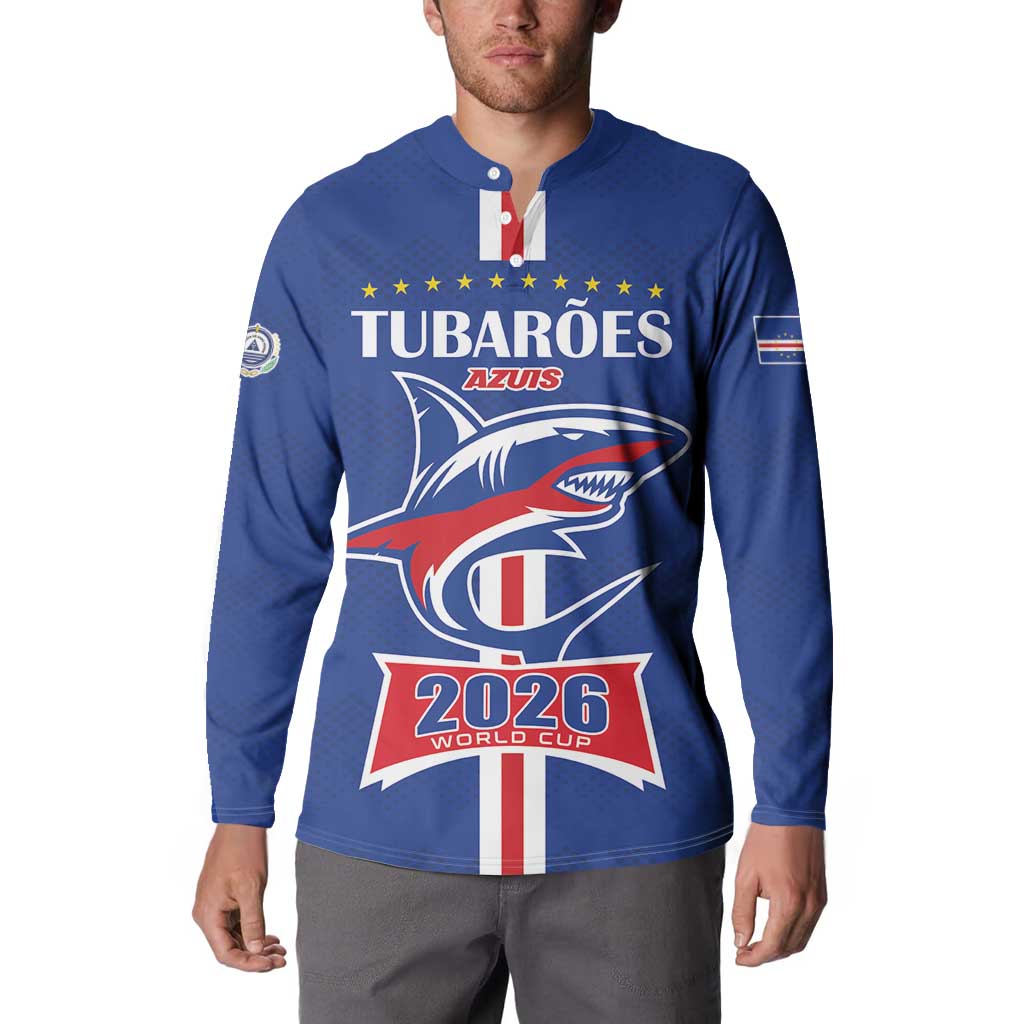 Custom Cape Verde 2026 Football Button Sweatshirt Blue Sharks WC Debut - Wonder Print Shop