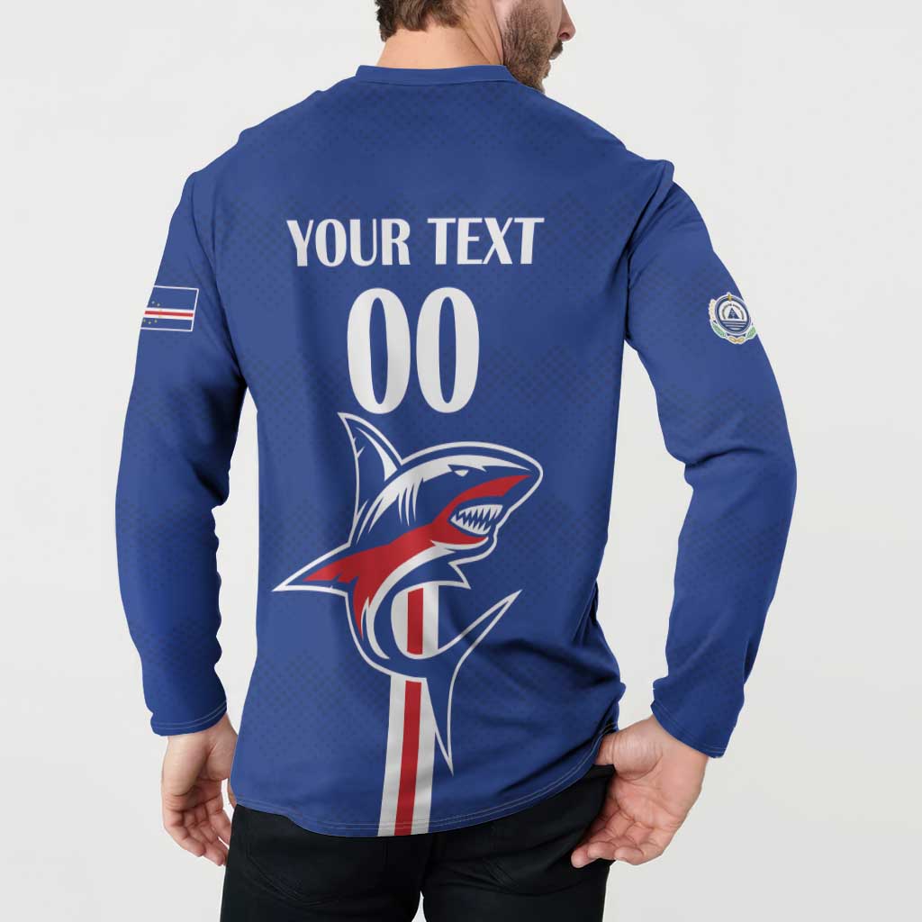 Custom Cape Verde 2026 Football Button Sweatshirt Blue Sharks WC Debut - Wonder Print Shop