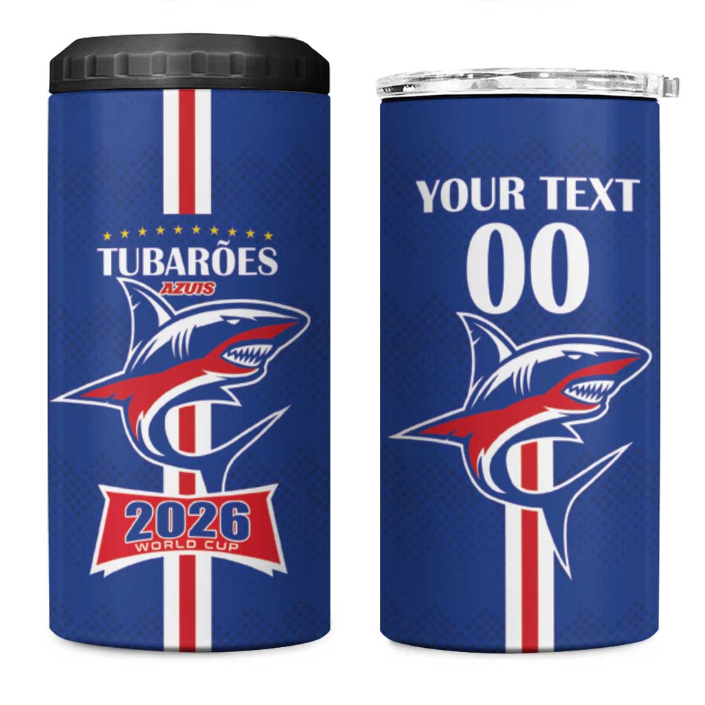 Custom Cape Verde 2026 Football 4 in 1 Can Cooler Tumbler Blue Sharks WC Debut - Wonder Print Shop