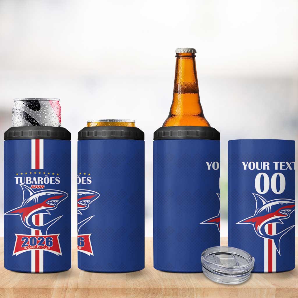 Custom Cape Verde 2026 Football 4 in 1 Can Cooler Tumbler Blue Sharks WC Debut - Wonder Print Shop