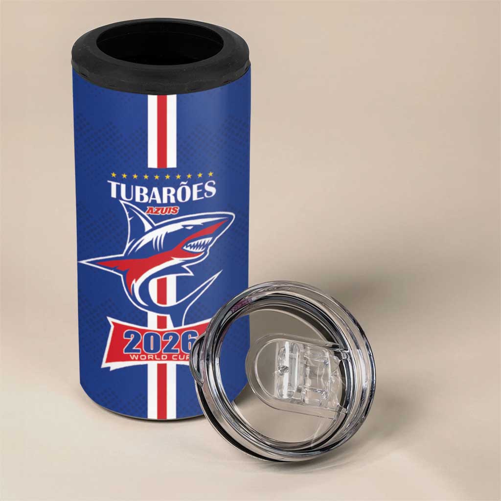 Custom Cape Verde 2026 Football 4 in 1 Can Cooler Tumbler Blue Sharks WC Debut - Wonder Print Shop
