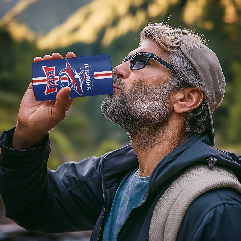 Custom Cape Verde 2026 Football 4 in 1 Can Cooler Tumbler Blue Sharks WC Debut - Wonder Print Shop