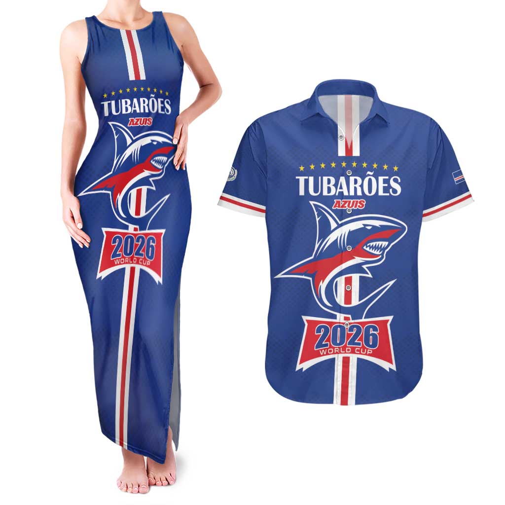 Custom Cape Verde 2026 Football Couples Matching Tank Maxi Dress and Hawaiian Shirt Blue Sharks WC Debut - Wonder Print Shop