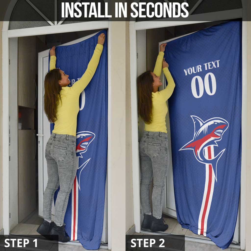 Custom Cape Verde 2026 Football Door Cover Blue Sharks WC Debut - Wonder Print Shop