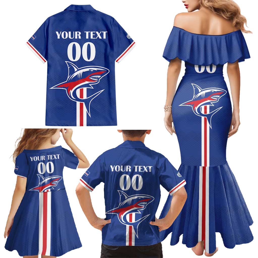 Custom Cape Verde 2026 Football Family Matching Mermaid Dress and Hawaiian Shirt Blue Sharks WC Debut - Wonder Print Shop