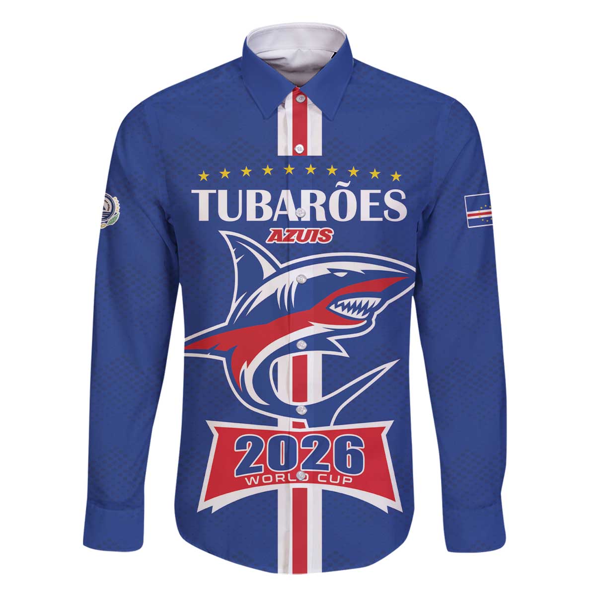 Custom Cape Verde 2026 Football Family Matching Off The Shoulder Long Sleeve Dress and Hawaiian Shirt Blue Sharks WC Debut - Wonder Print Shop