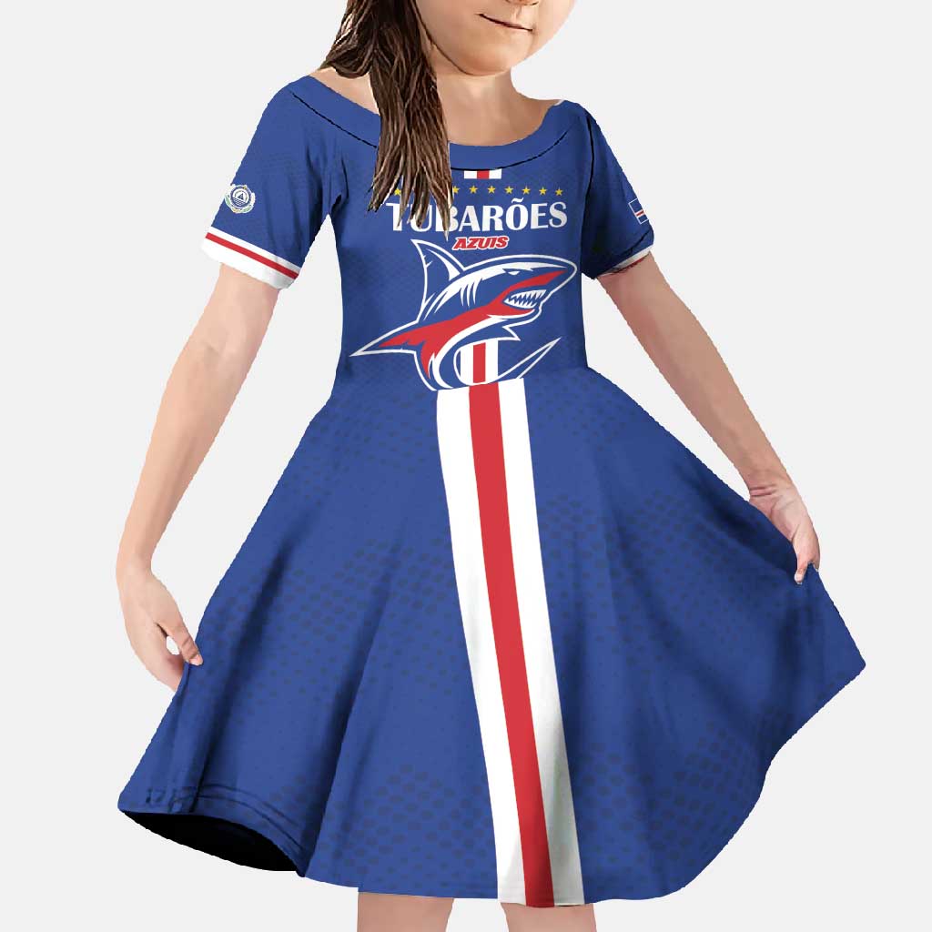 Custom Cape Verde 2026 Football Family Matching Off Shoulder Maxi Dress and Hawaiian Shirt Blue Sharks WC Debut - Wonder Print Shop