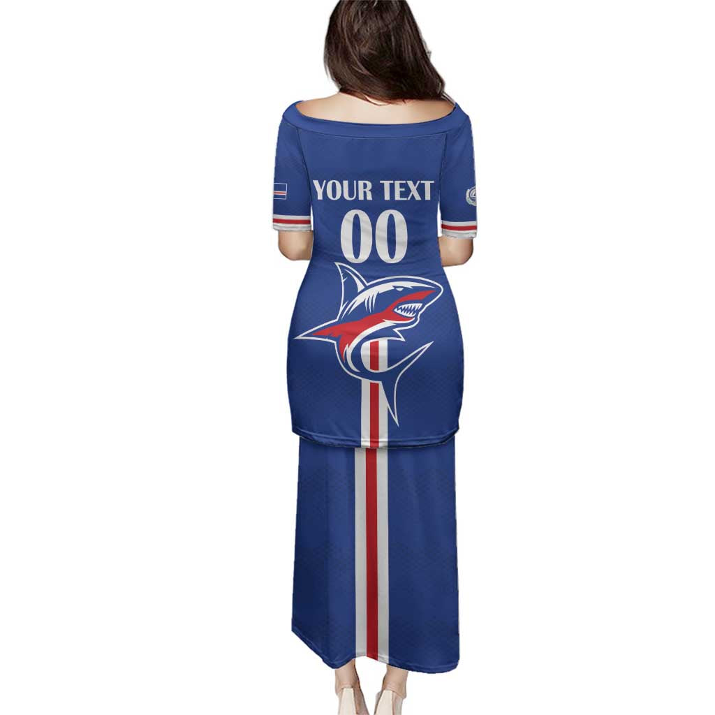 Custom Cape Verde 2026 Football Family Matching Puletasi and Hawaiian Shirt Blue Sharks WC Debut - Wonder Print Shop