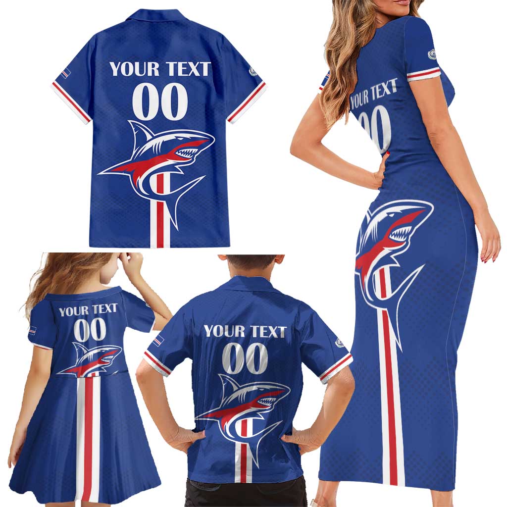 Custom Cape Verde 2026 Football Family Matching Short Sleeve Bodycon Dress and Hawaiian Shirt Blue Sharks WC Debut - Wonder Print Shop
