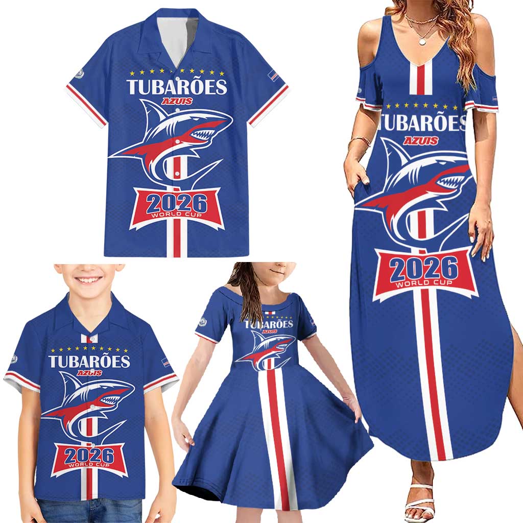 Custom Cape Verde 2026 Football Family Matching Summer Maxi Dress and Hawaiian Shirt Blue Sharks WC Debut - Wonder Print Shop