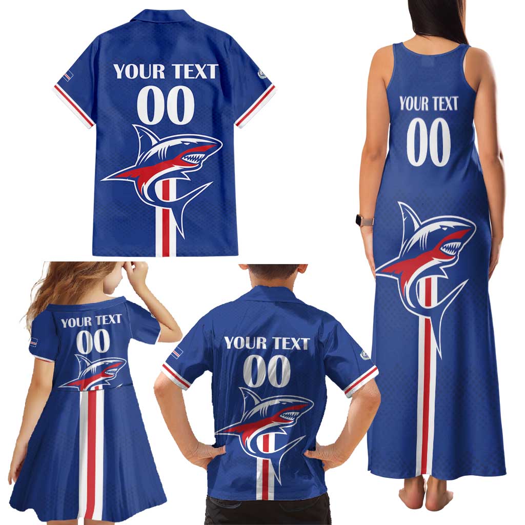 Custom Cape Verde 2026 Football Family Matching Tank Maxi Dress and Hawaiian Shirt Blue Sharks WC Debut - Wonder Print Shop