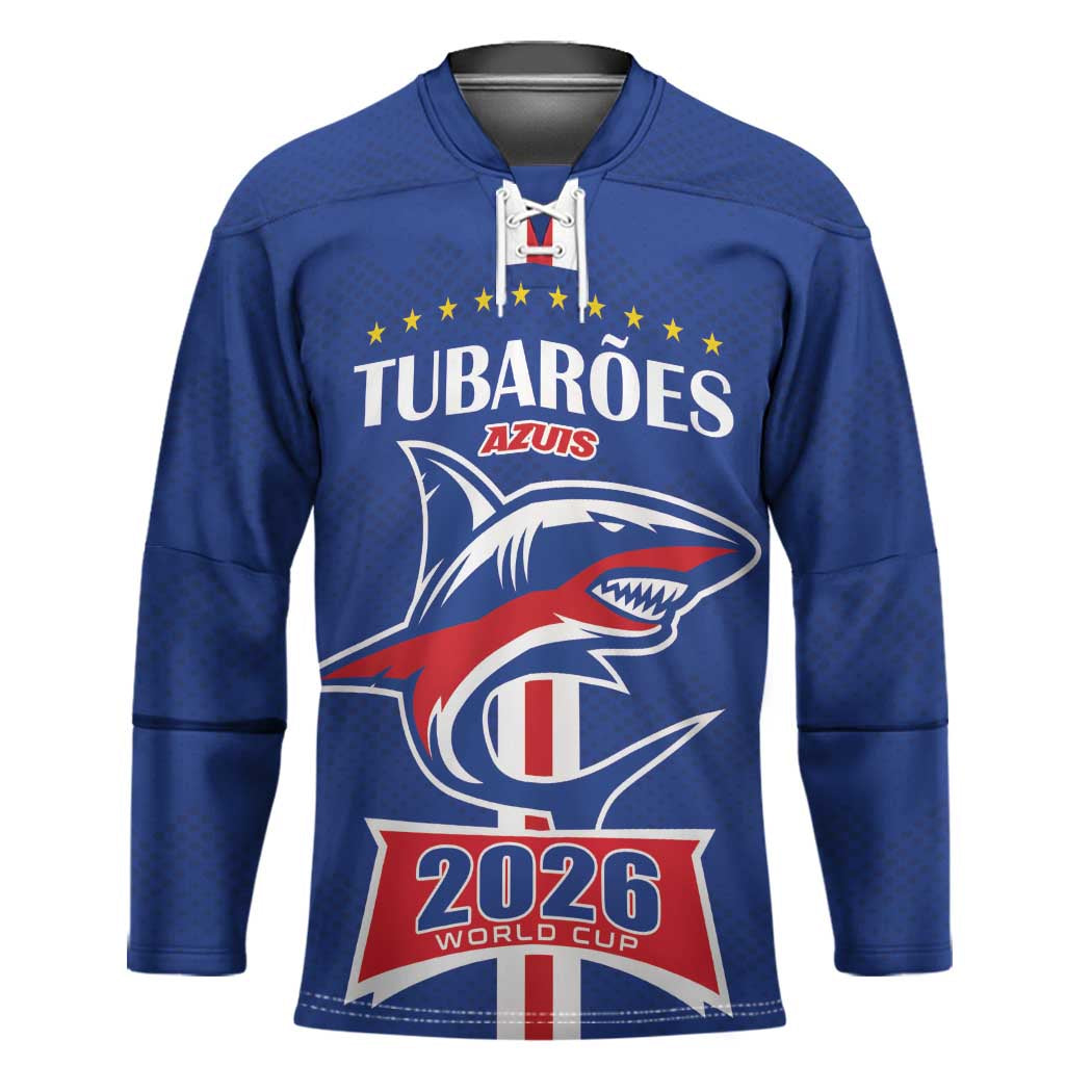 Custom Cape Verde 2026 Football Hockey Jersey Blue Sharks WC Debut - Wonder Print Shop