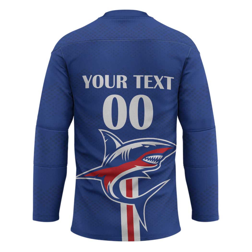 Custom Cape Verde 2026 Football Hockey Jersey Blue Sharks WC Debut - Wonder Print Shop