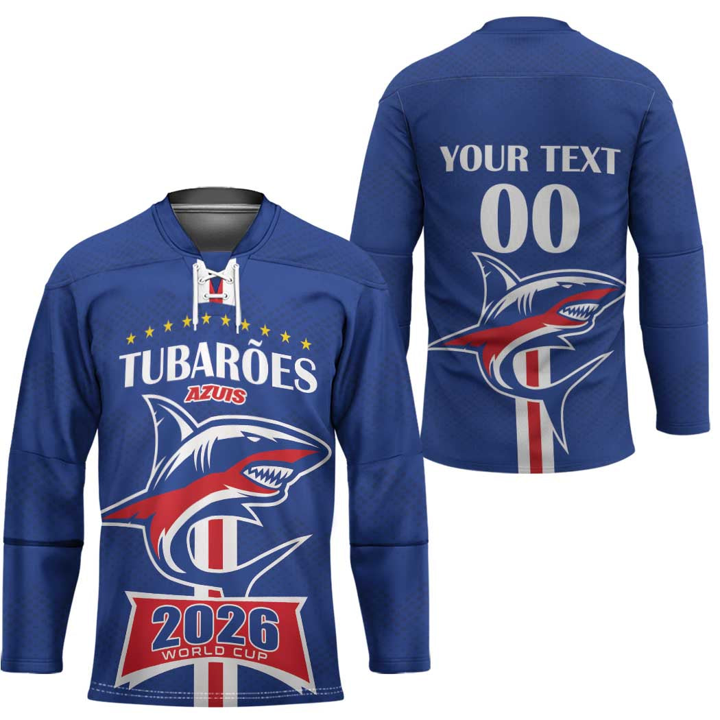Custom Cape Verde 2026 Football Hockey Jersey Blue Sharks WC Debut - Wonder Print Shop