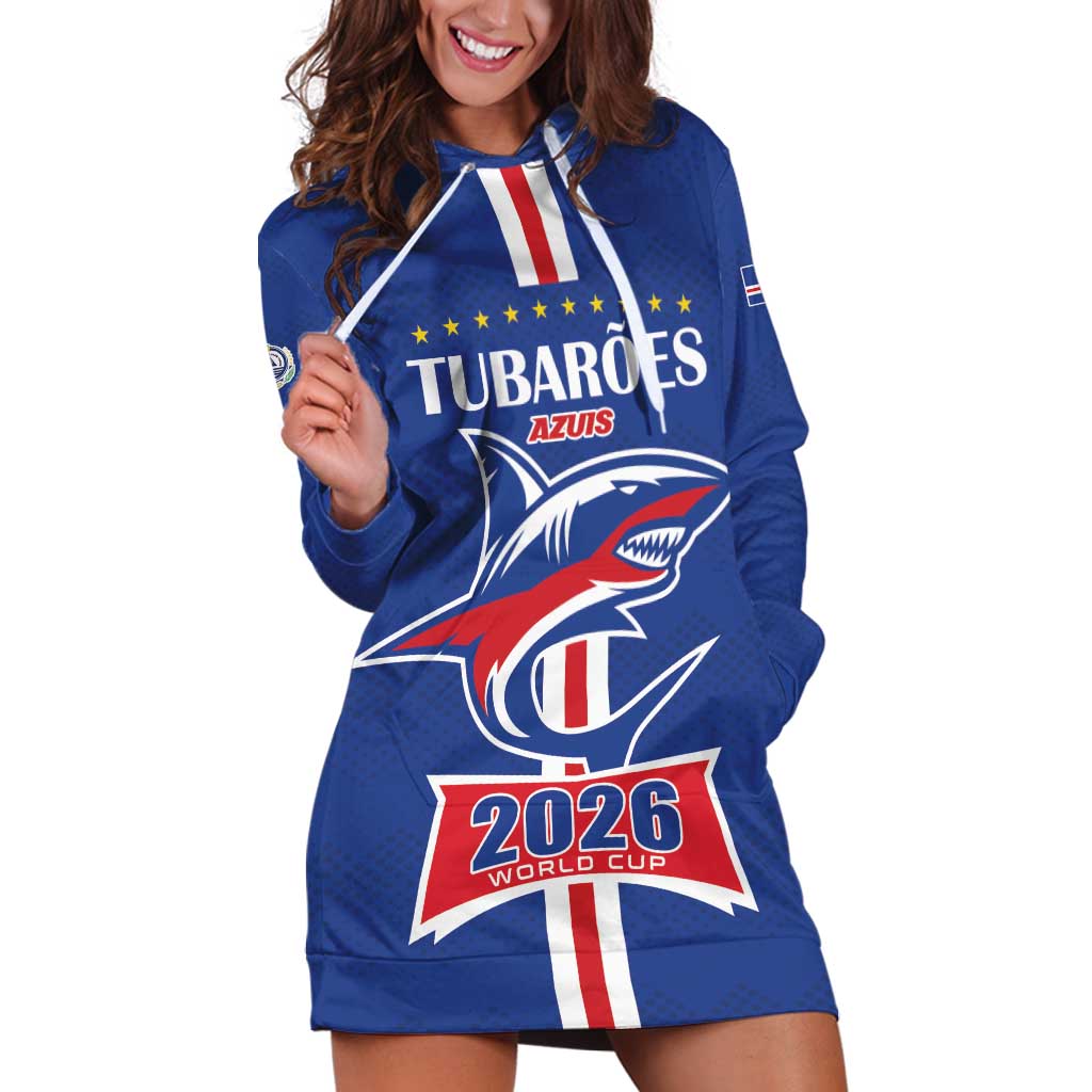 Custom Cape Verde 2026 Football Hoodie Dress Blue Sharks WC Debut - Wonder Print Shop