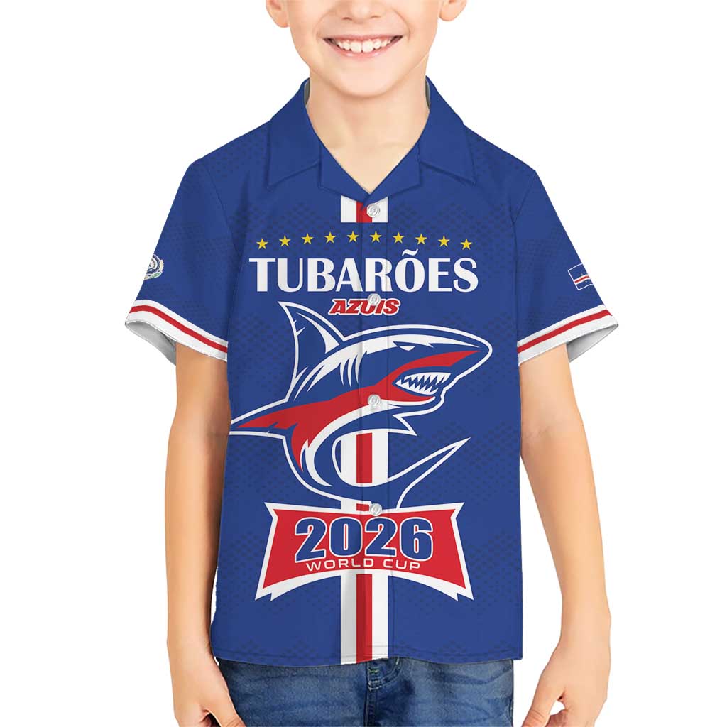 Custom Cape Verde 2026 Football Kid Hawaiian Shirt Blue Sharks WC Debut - Wonder Print Shop
